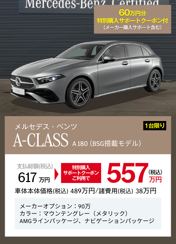 メルセデス・ベンツ A-CLASS A 180（BSG搭載モデル）